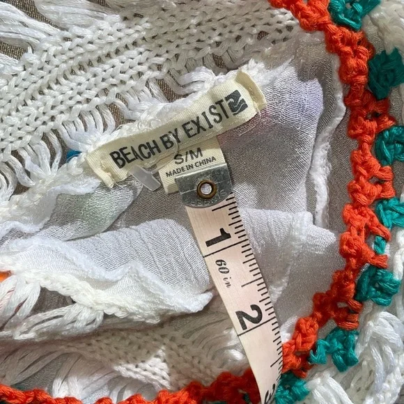 Beach by Exist Pom Pom and Crochet Swimsuit Coverup Size S/M - Picture 9 of 11